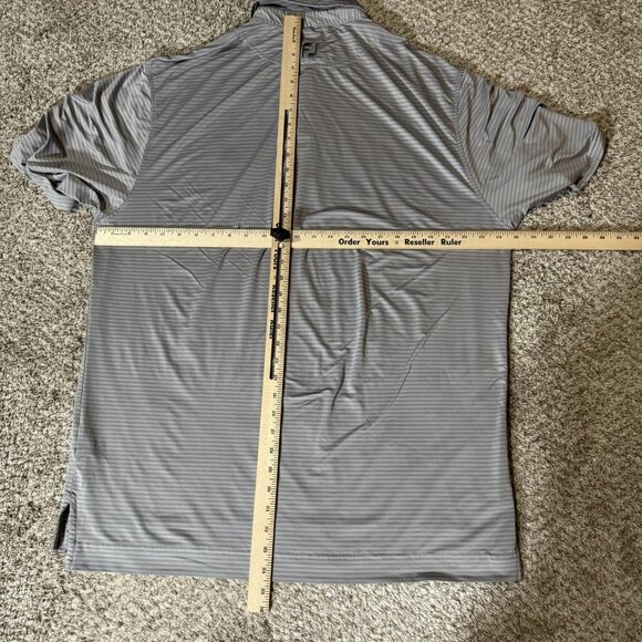 FootJoy Polo Shirt Mens Extra Large Gray Stripe Performance Golf Stretch FJ - Picture 6 of 8